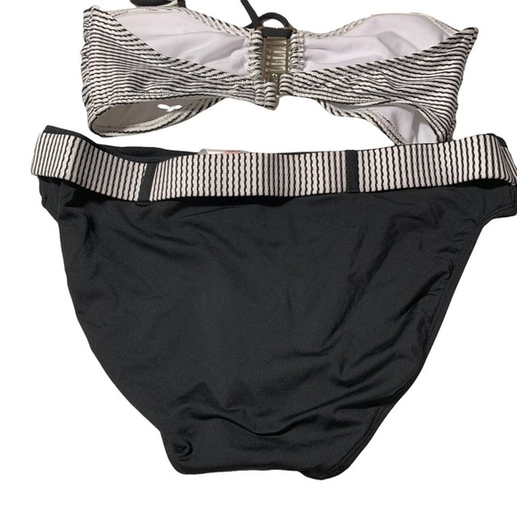Cole Of California Womens Bikini size Medium black stripe 2 Piece - Picture 2 of 5